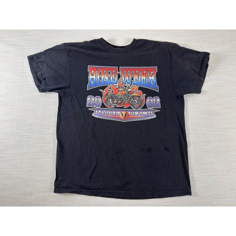 Vintage 2002 Myrtle Beach Bike Week T-Shirt Delta Magnum Weight Black Large